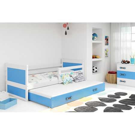 Dětská postel s výsuvnou postelí RICO 190x80 cm Modrá Bílá BMS