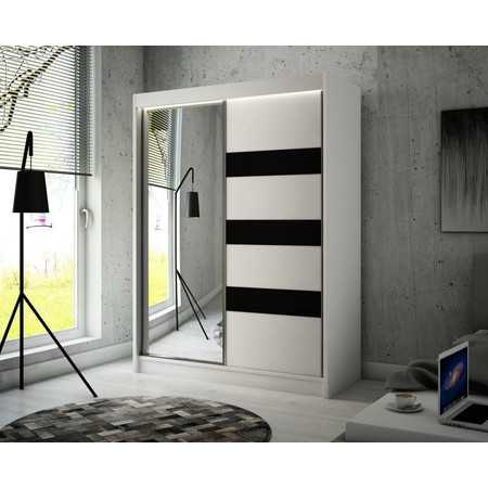 Kvalitní Šatní Skříň Lotse 120 cm Bílý Mat Černá Furniture