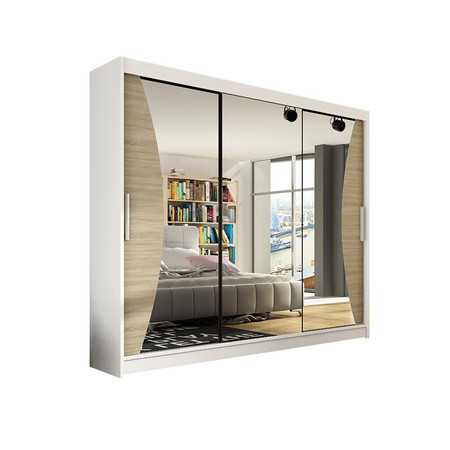 Velká šatní skříň ASTON IV bílá/dub sonoma šířka 250 cm ankon