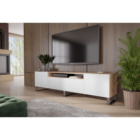 Televizní stolek RTV Neo 200 cm Bílá-Dub artisan Furniture