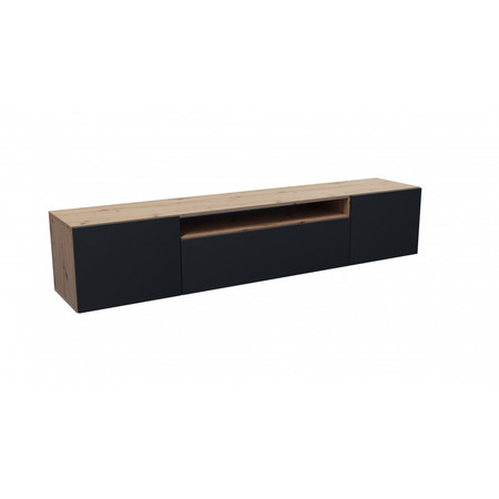 Závěsný televizní stolek RTV Leo Dub artisan-černá 200 cm Furniture