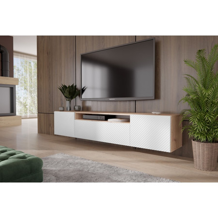 Závěsný televizní stolek RTV Neo 200 cm Dub artisan - bílá Furniture