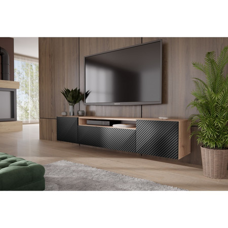 Závěsný televizní stolek RTV Neo 200 cm Dub artisan - černá Furniture