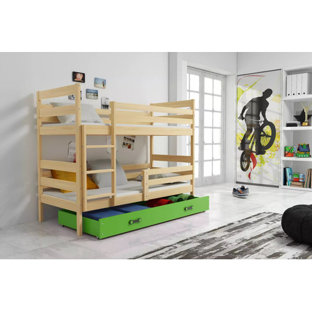 Dětská patrová postel ERYK 80x160 cm - borovice Zelená BMS