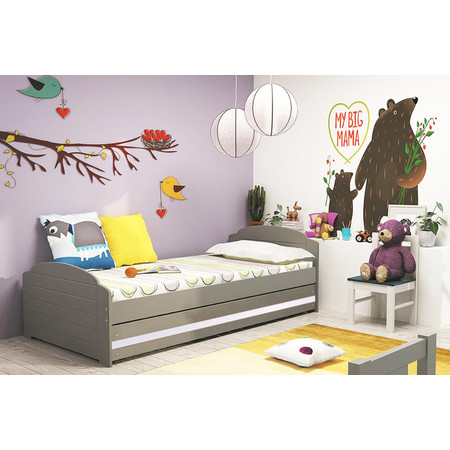 Dětská postel LILI s úložným prostorem 90x200 cm - grafit Modrá BMS