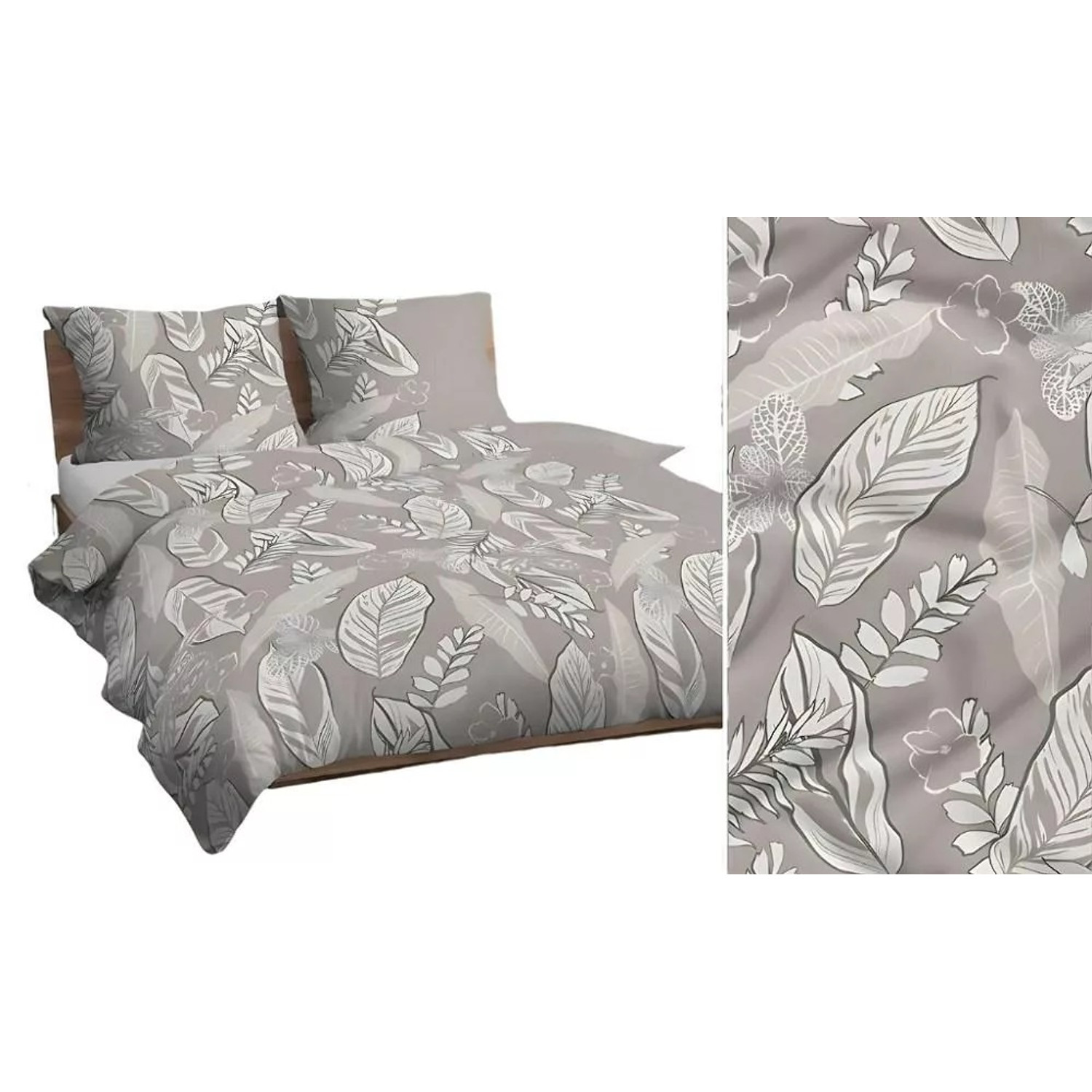 Bavlněné povlečení BÍLÉ LISTY 4834 D 140x200 cm KARO