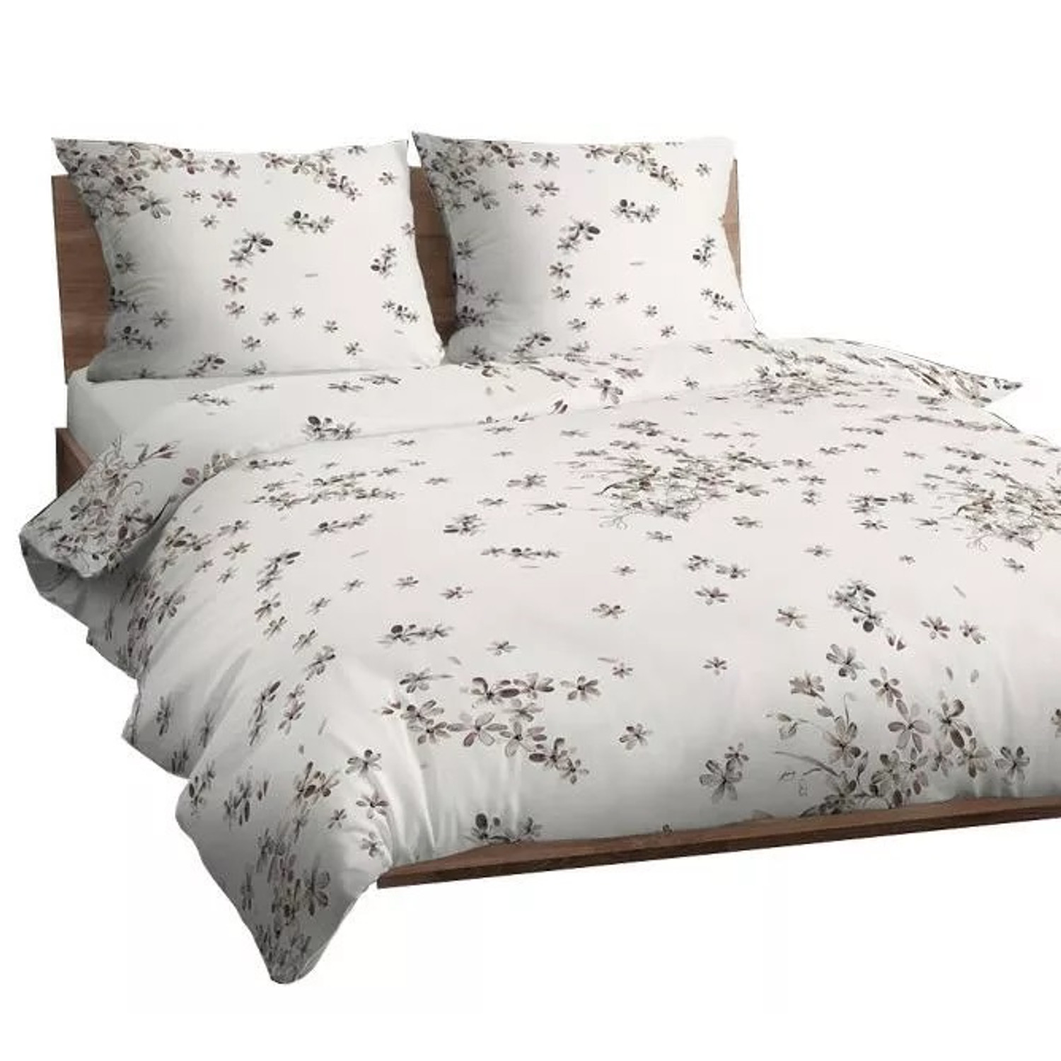 Bavlněné povlečení béžové květy 4215 E 140x200 cm KARO