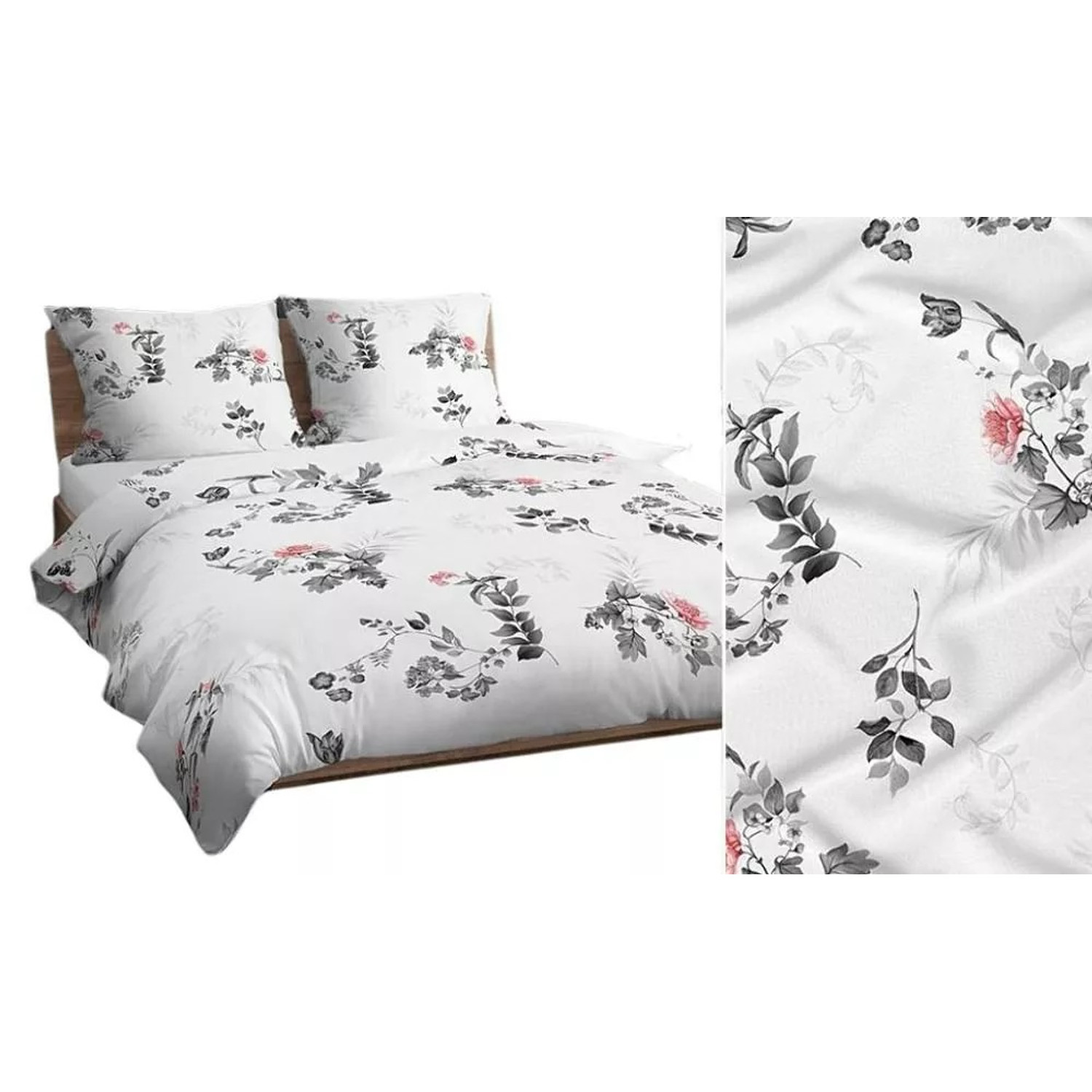 Bavlněné povlečení grafitové listy 4304 C 140x200 cm KARO