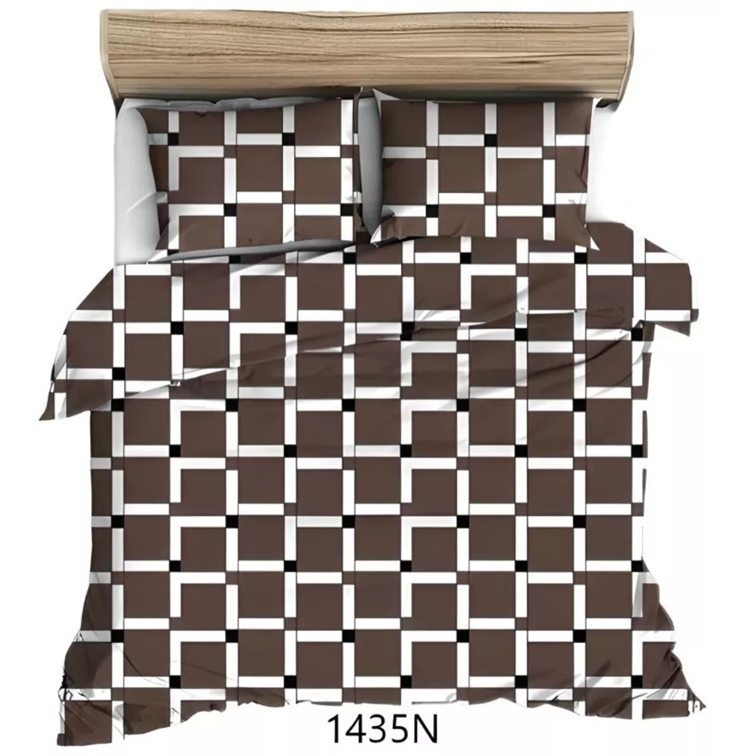 Bavlněné povlečení hnědá kostka 1435 N 140x200 cm KARO