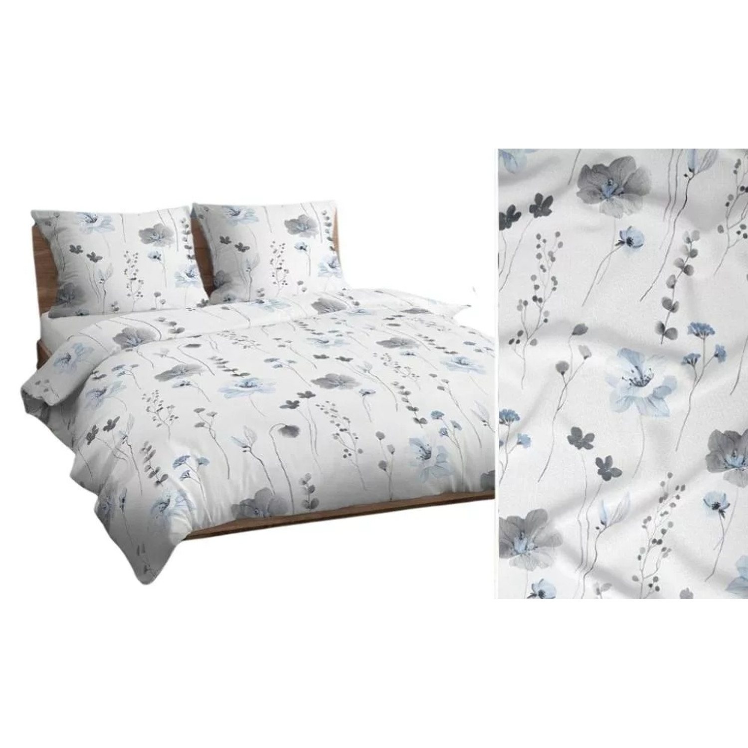 Bavlněné povlečení modrá květina 4738 B 140x200 cm KARO