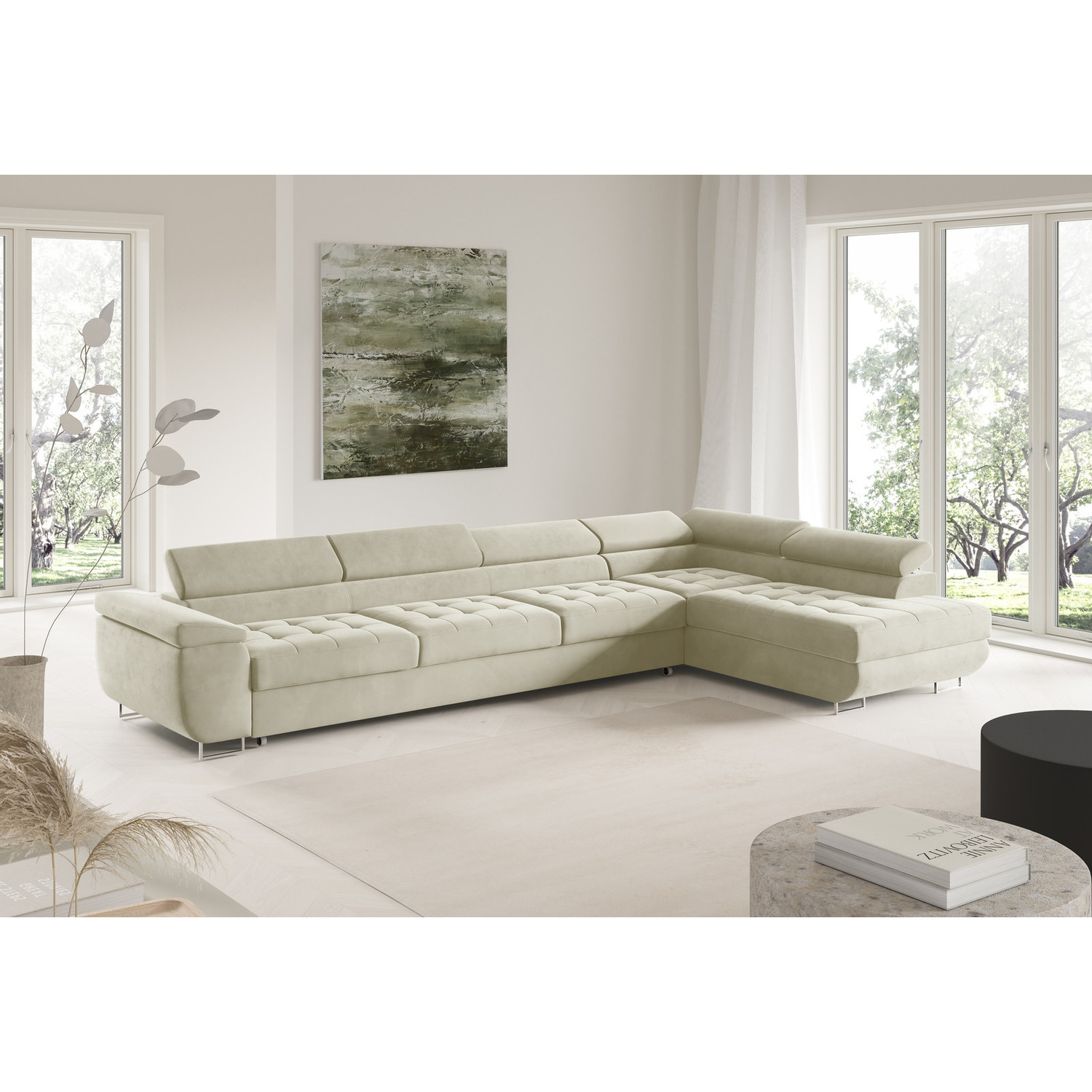 Rohová rozkládací sedací souprava BENJAMIN 155 XL Pravá Béžová I SG nabytek