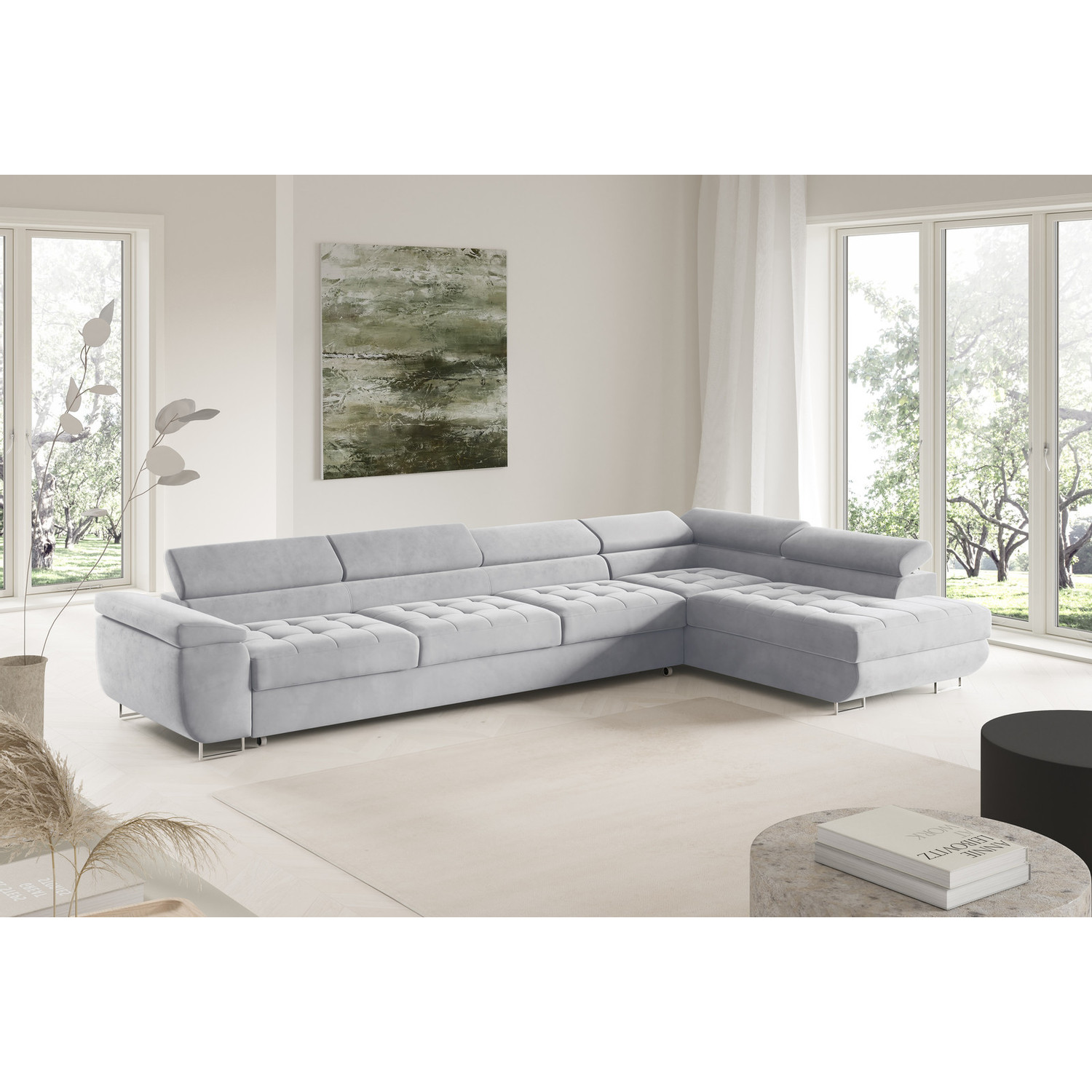 Rohová rozkládací sedací souprava BENJAMIN 155 XL Pravá Šedá III SG nabytek