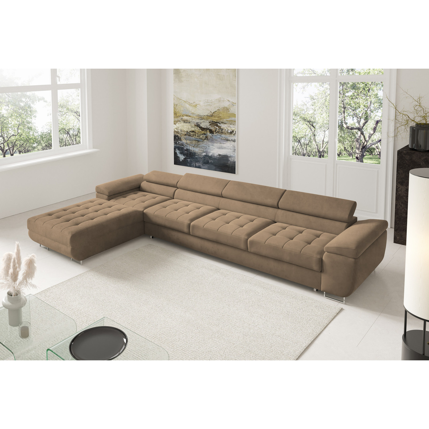 Rohová rozkládací sedací souprava BENJAMIN 272 XL Levá Hnědá SG nabytek