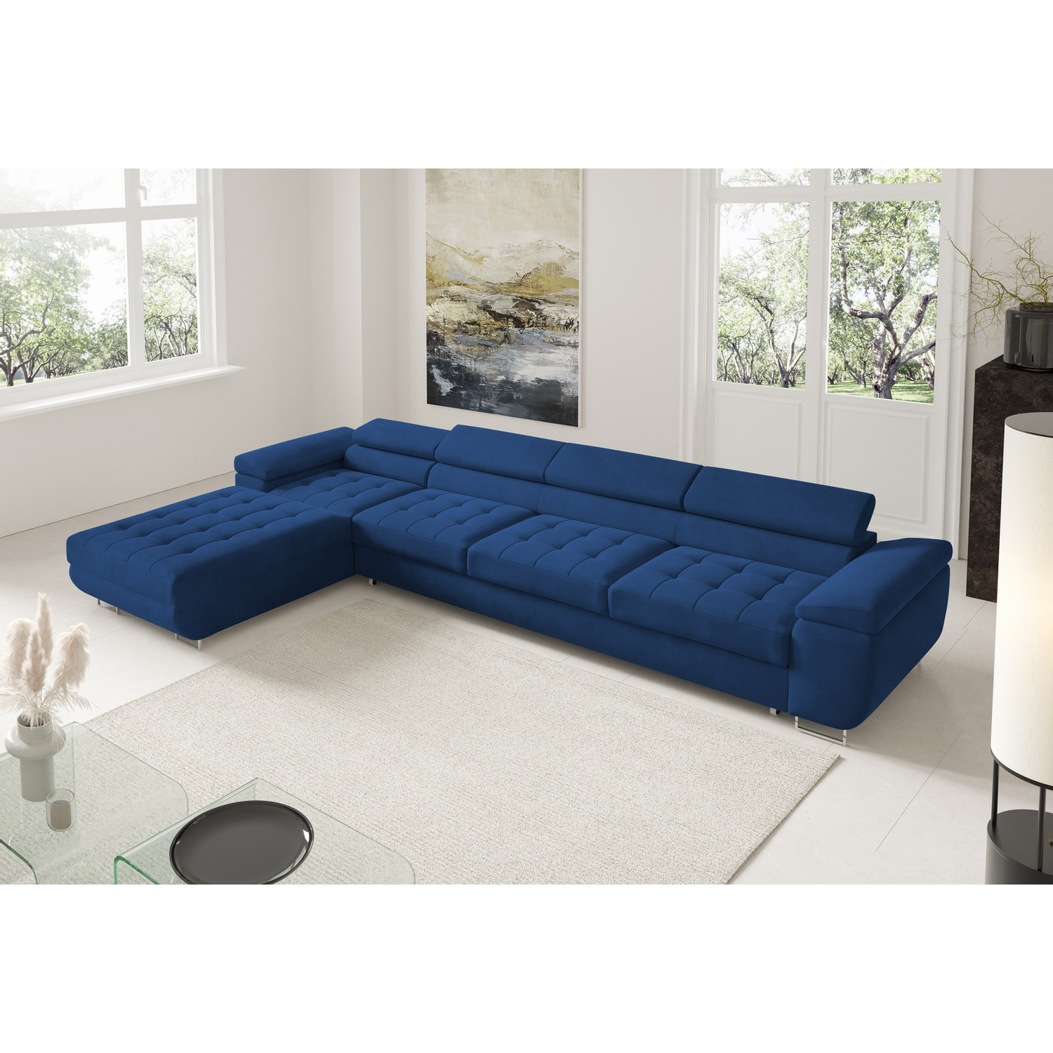 Rohová rozkládací sedací souprava BENJAMIN 272 XL Levá Modrá I SG nabytek