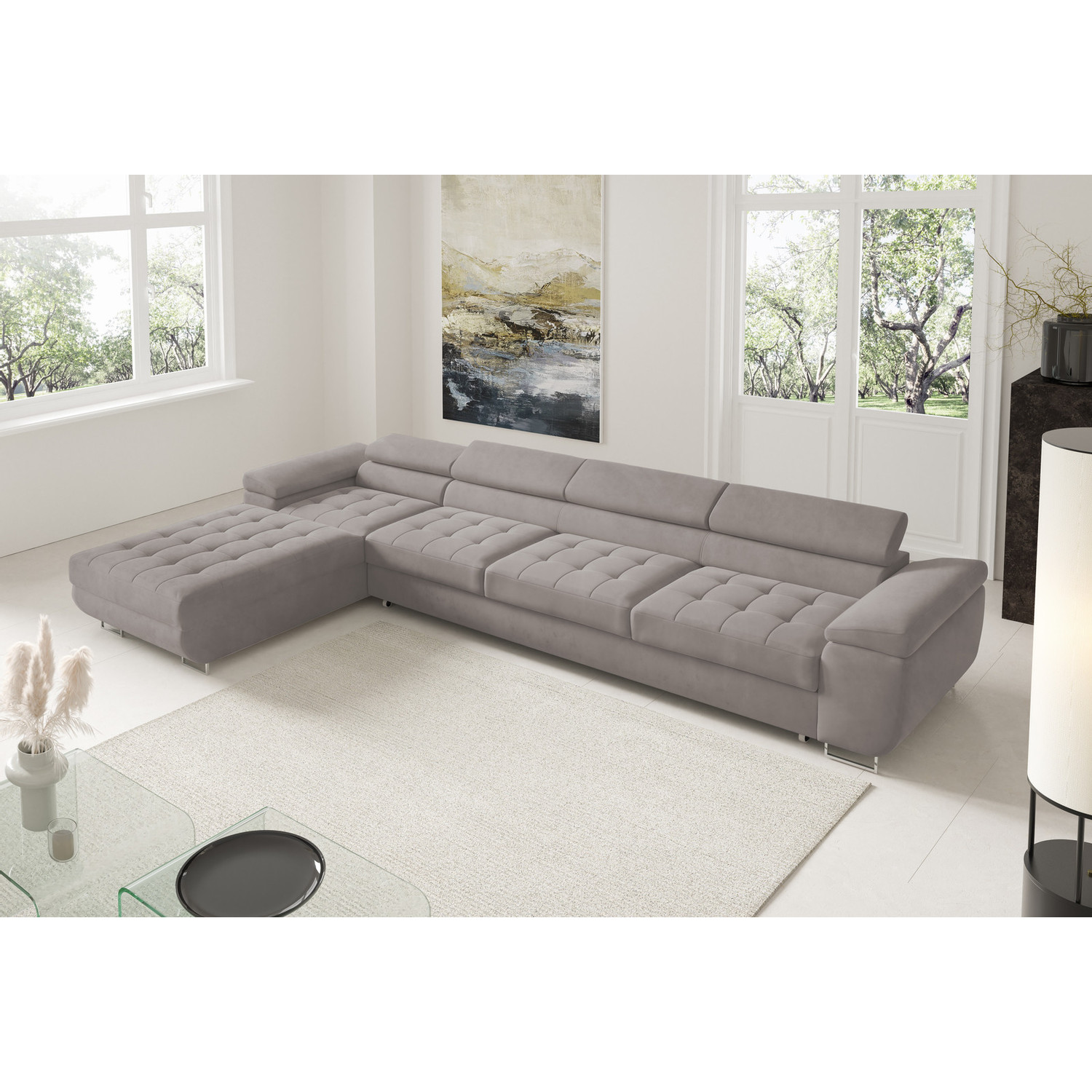 Rohová rozkládací sedací souprava BENJAMIN 272 XL Levá Šedá VI SG nabytek