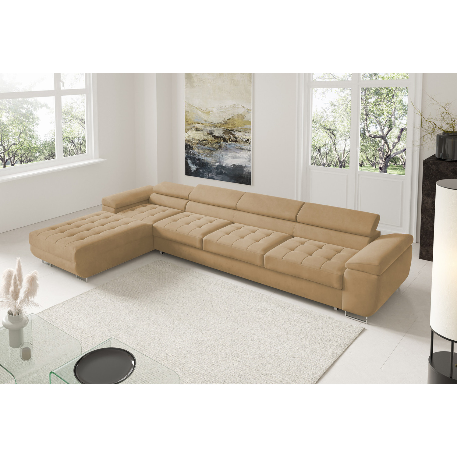 Rohová rozkládací sedací souprava BENJAMIN 272 XL Levá Žlutá SG nabytek