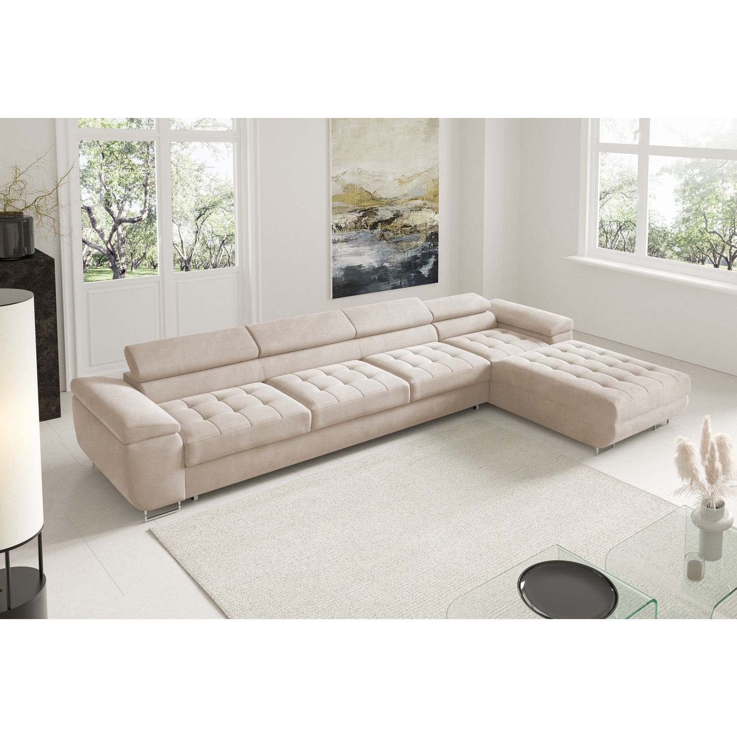 Rohová rozkládací sedací souprava BENJAMIN 272 XL Pravá Béžová I SG nabytek