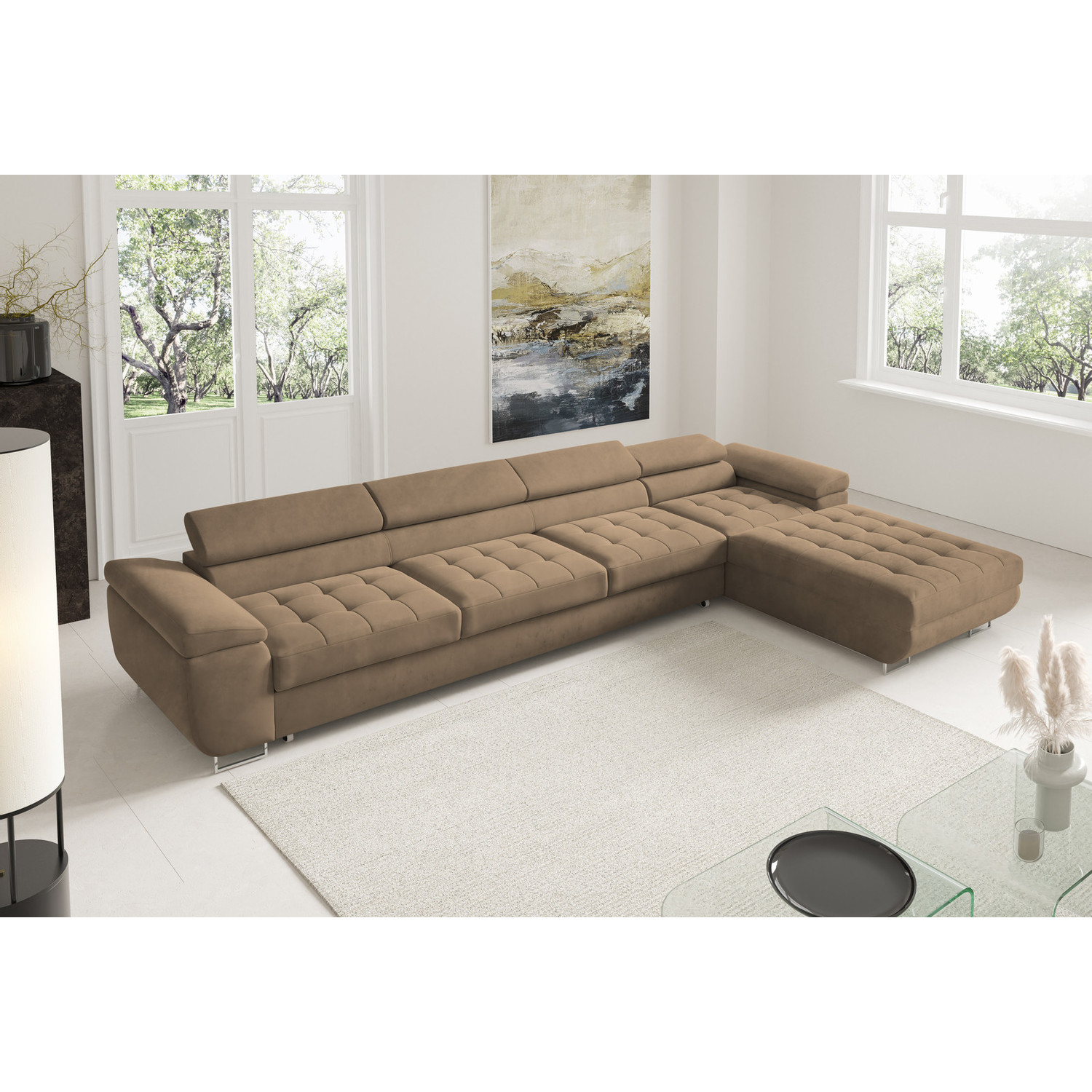 Rohová rozkládací sedací souprava BENJAMIN 272 XL Pravá Hnědá SG nabytek