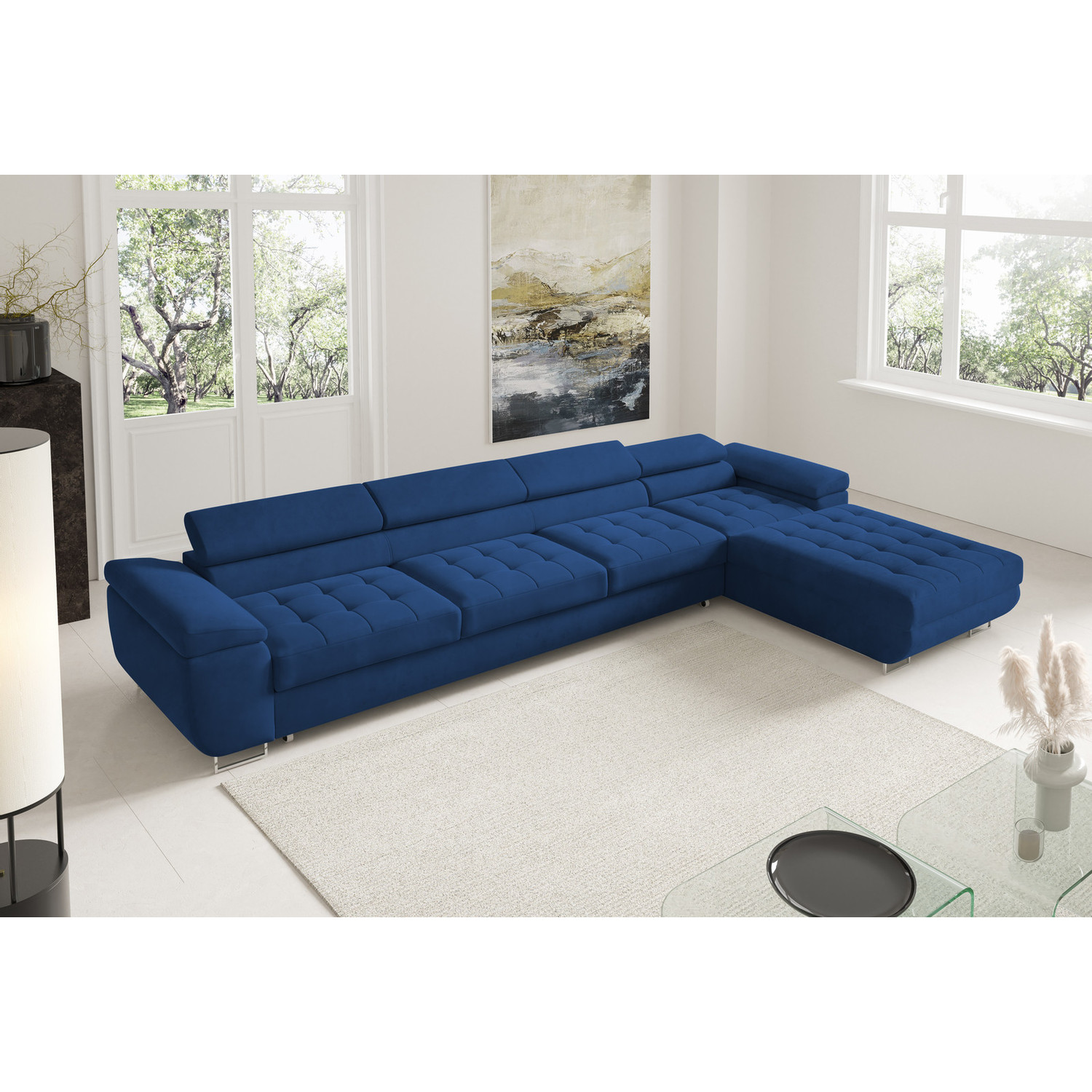 Rohová rozkládací sedací souprava BENJAMIN 272 XL Pravá Modrá I SG nabytek