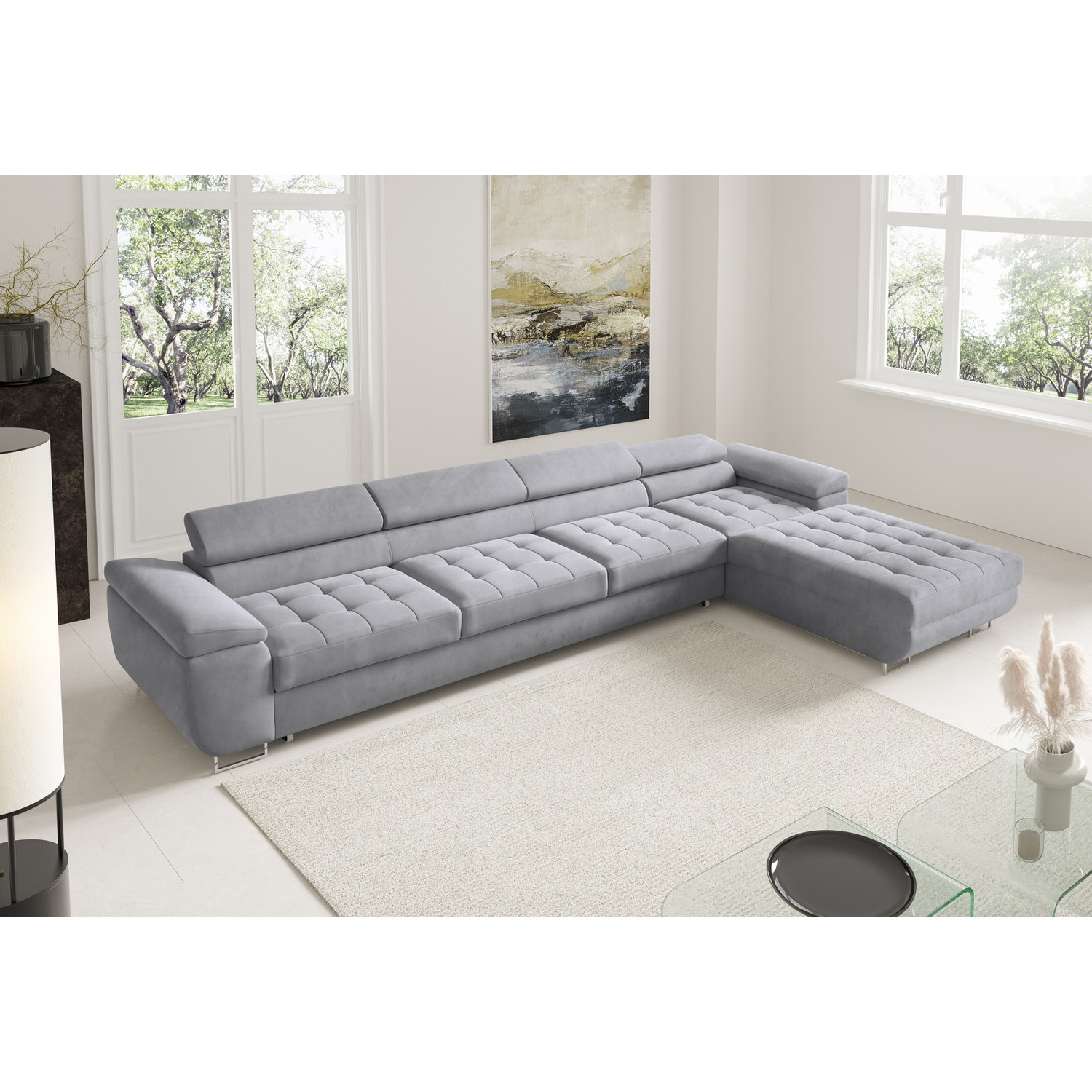 Rohová rozkládací sedací souprava BENJAMIN 272 XL Pravá Šedá II SG nabytek