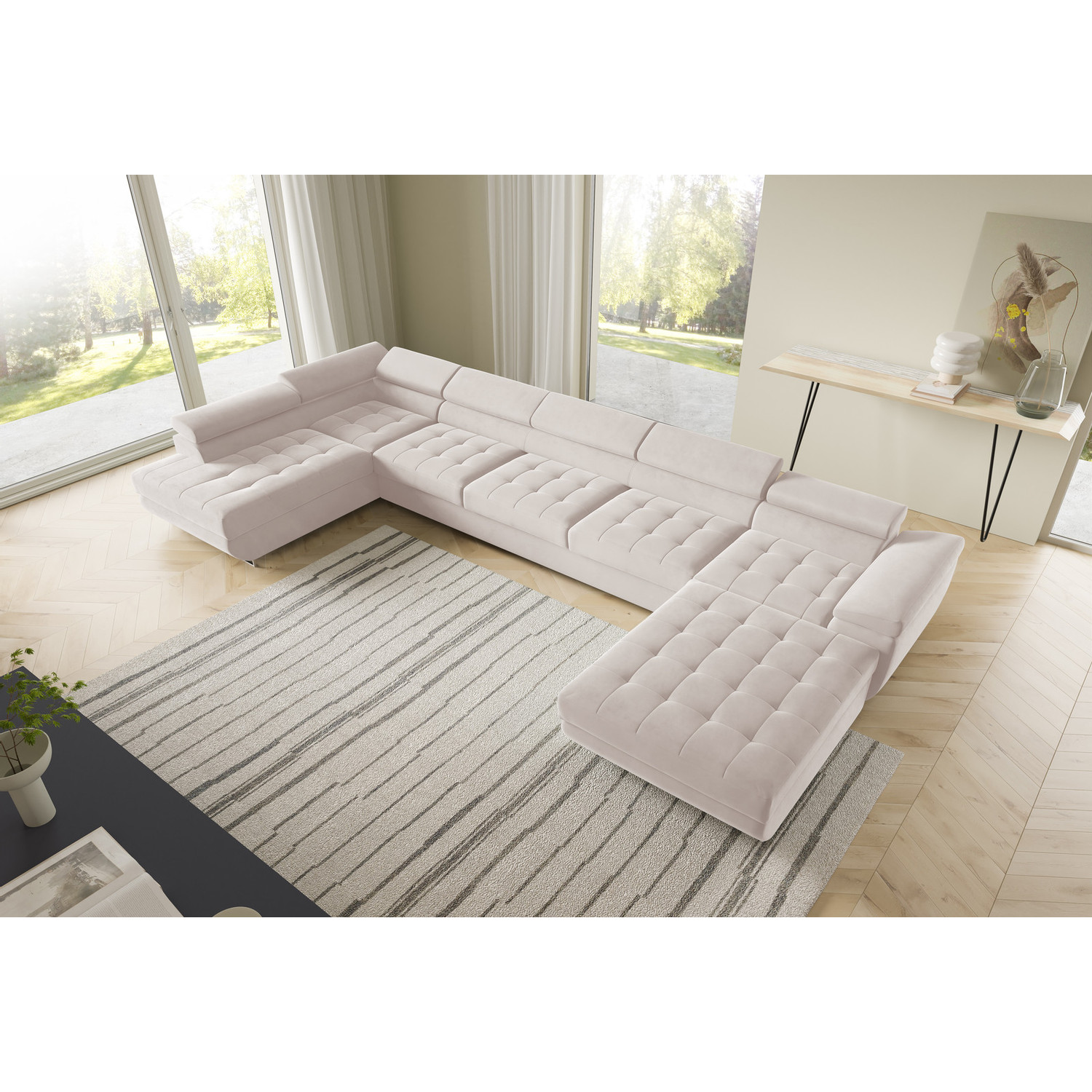 Rohová rozkládací sedací souprava BENJAMIN 275 U XL Levá Béžová I SG nabytek