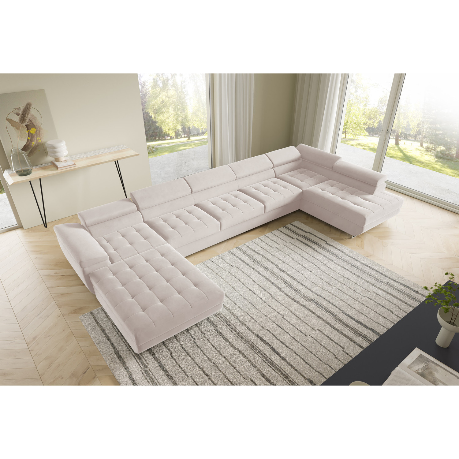 Rohová rozkládací sedací souprava BENJAMIN 275 U XL Pravá Béžová I SG nabytek