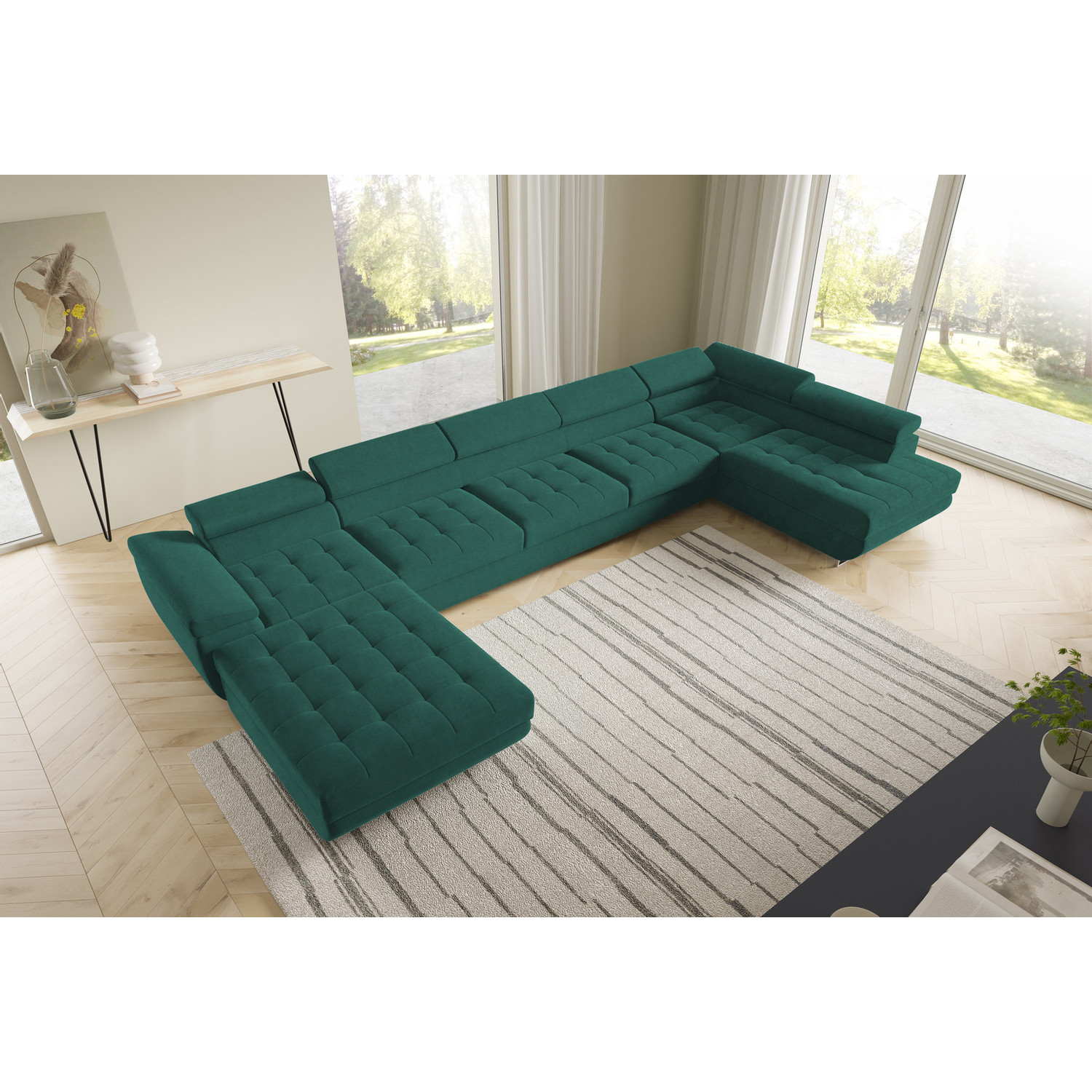 Rohová rozkládací sedací souprava BENJAMIN 275 U XL Pravá Hnědá SG nabytek