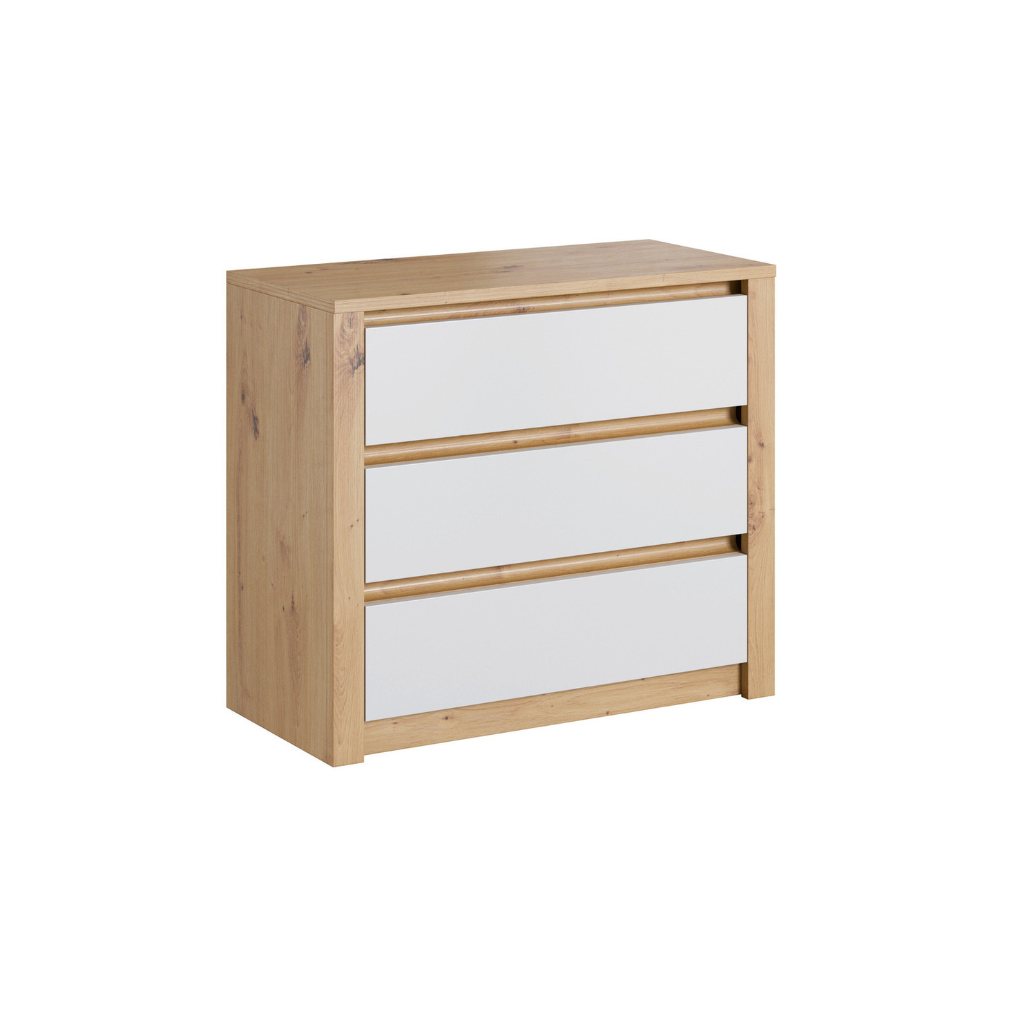Komoda MALTA K3S - dub artisan/bílá GALA