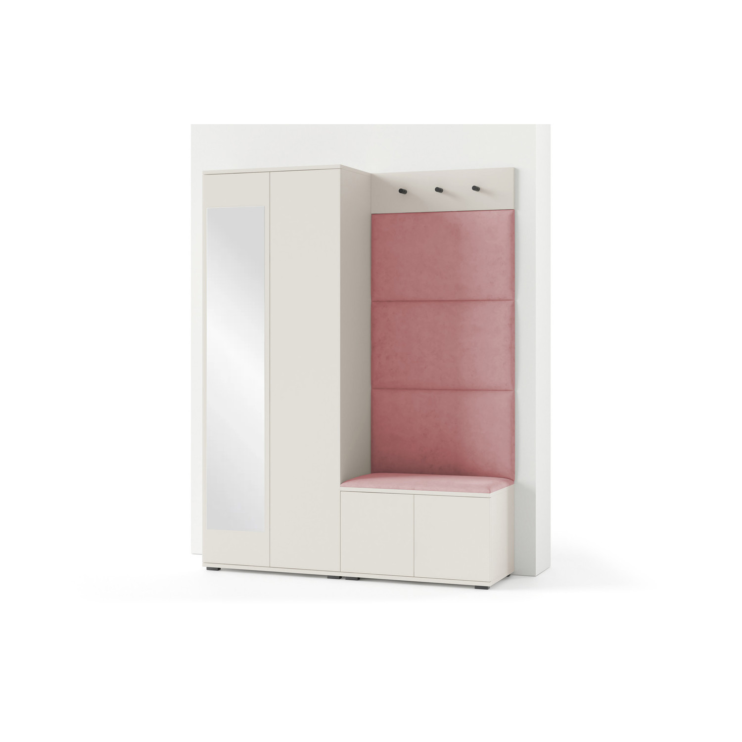 Předsíňová stěna BIANCO III Se zrcadlem Růžová SG nabytek