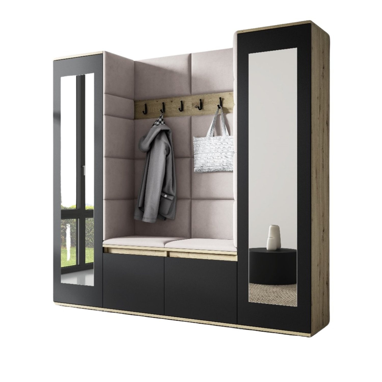 Předsíňová stěna AMI 31 Bez zrcadla Bílá Světle béžová Signal-nabytek