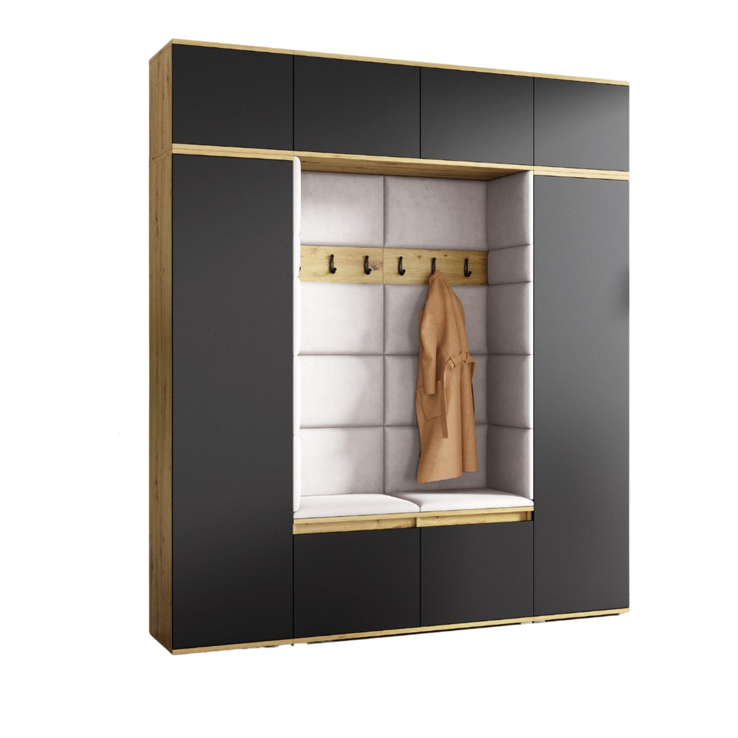 Předsíňová stěna AMI 32 Bez zrcadla Dub sonoma Tmavě červená Signal-nabytek