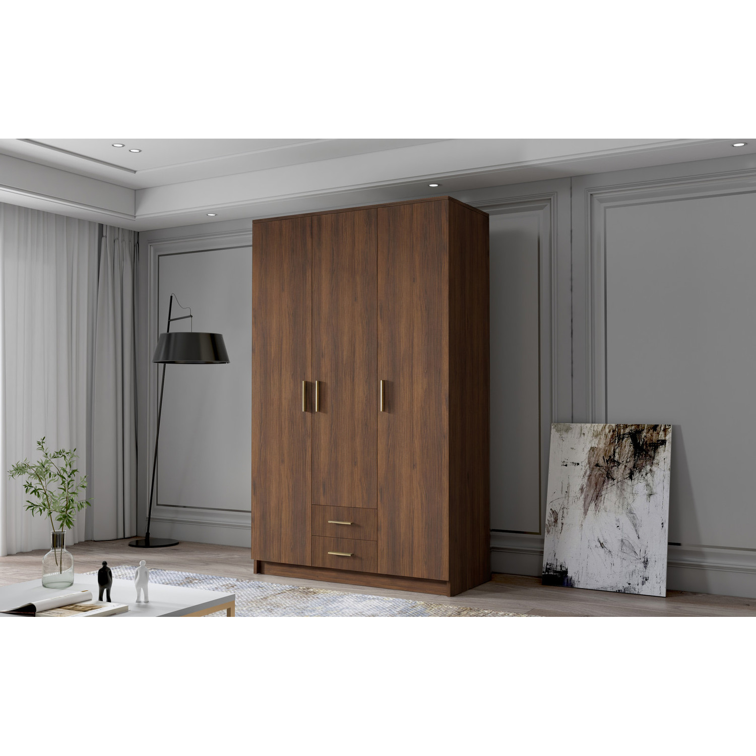 Šatní skříň ADA I 120 cm - ořech/zlaté úchytky ankon